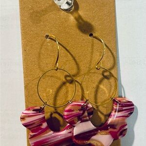Pink and Gold Hoop Earrings
